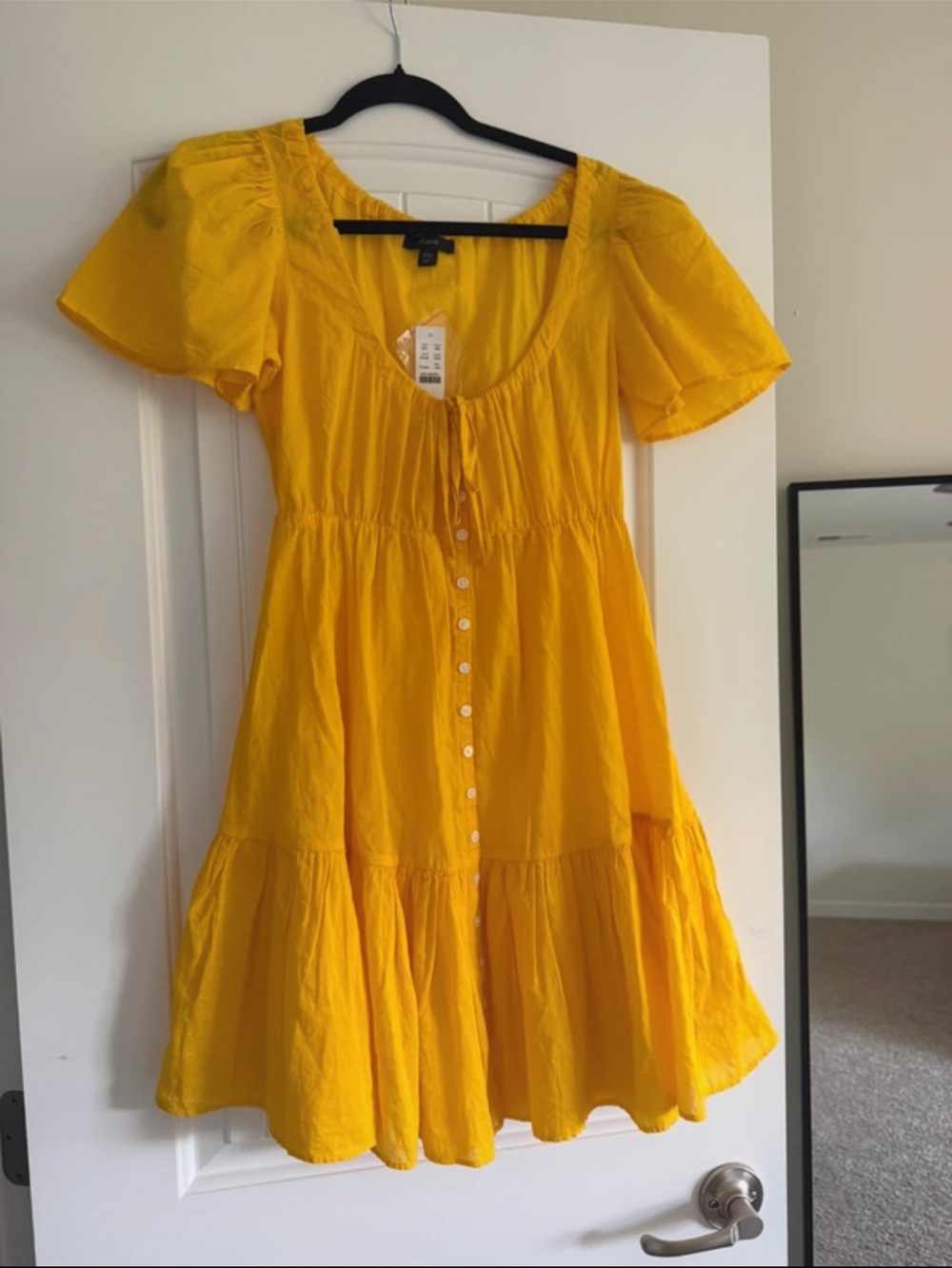 J. Crew Yellow Button-Front Mini Dress